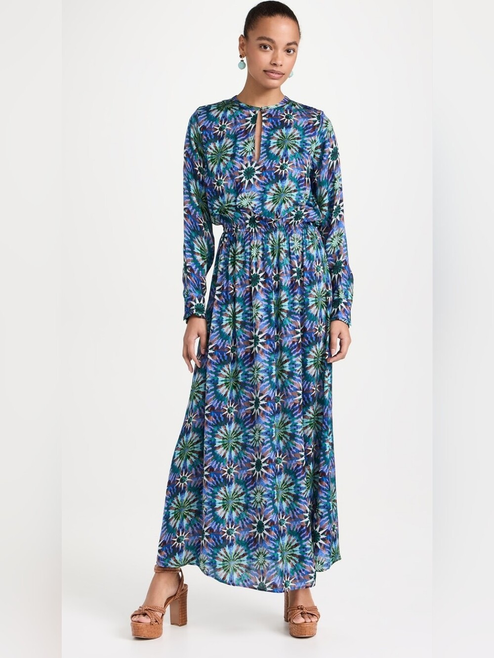 Chufy | Layla Fractal Blue & Green Maxi Dress Size Large